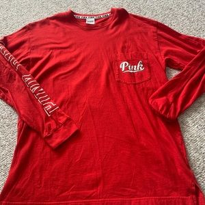 Pink graphic long sleeve campus t